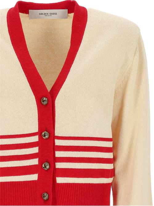 Cardigan beige con finiture rosse GOLDEN GOOSE | GWP02155P00183215722